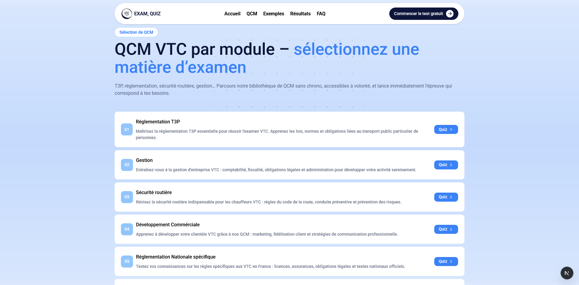 exemple de test VTC